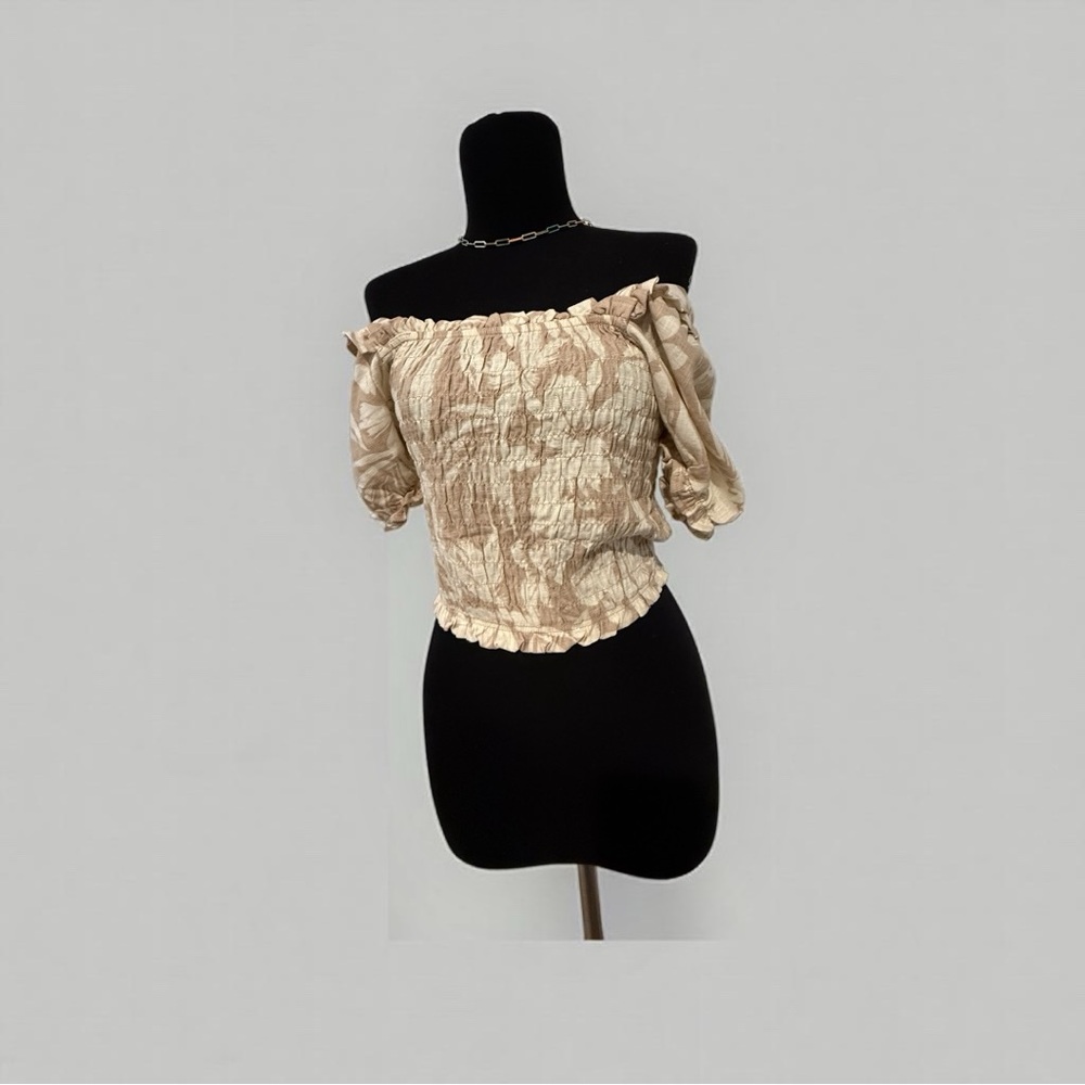 Beige Off-Shoulder Top